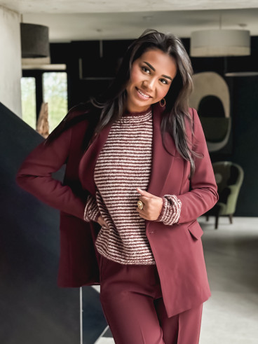 Pull ligné Melivane - Ecru/Bordeaux Pull ligné Melivane - Ecru/Bordeaux