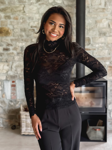 Blouse en dentelle Tessa - Noir