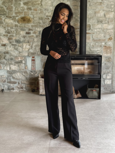 Blouse en dentelle Tessa - Noir