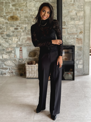 Blouse en dentelle Tessa - Noir