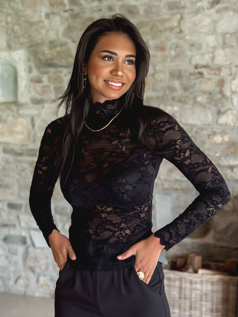 Blouse en dentelle Tessa - Noir