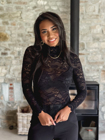 Blouse en dentelle Tessa - Noir