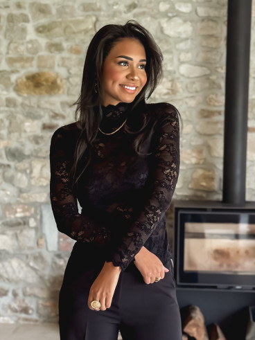 Blouse en dentelle Tessa - Noir