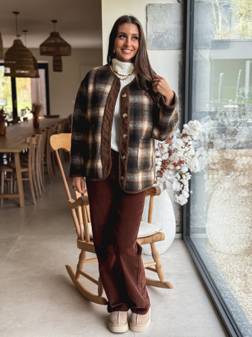 Veste à carreaux Evalia - Chocolat