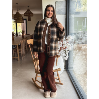 Veste à carreaux Evalia - Chocolat