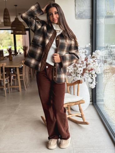 Veste à carreaux Evalia - Chocolat Veste à carreaux Evalia - Chocolat