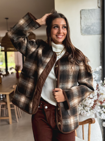 Veste à carreaux Evalia - Chocolat Veste à carreaux Evalia - Chocolat