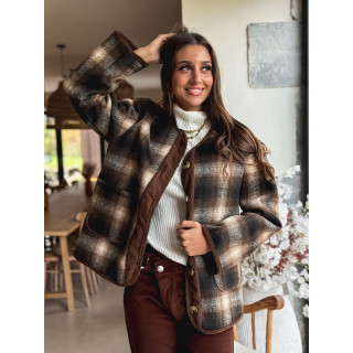 Veste à carreaux Evalia - Chocolat