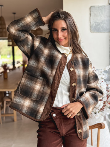 Veste à carreaux Evalia - Chocolat Veste à carreaux Evalia - Chocolat