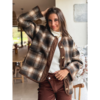 Veste à carreaux Evalia - Chocolat