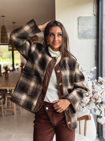 Veste à carreaux Evalia - Chocolat Veste à carreaux Evalia - Chocolat