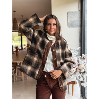 Veste à carreaux Evalia - Chocolat