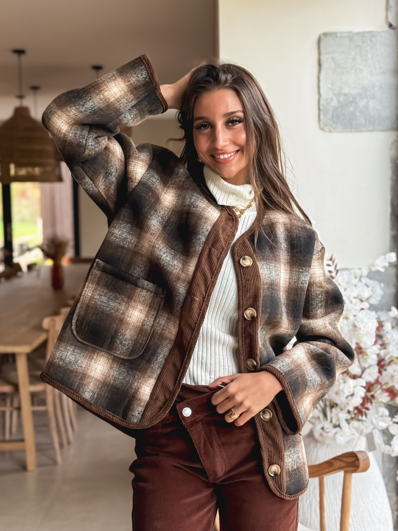 Veste à carreaux Evalia - Chocolat Veste à carreaux Evalia - Chocolat