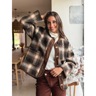 Veste à carreaux Evalia - Chocolat