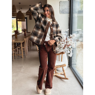 Veste à carreaux Evalia - Chocolat