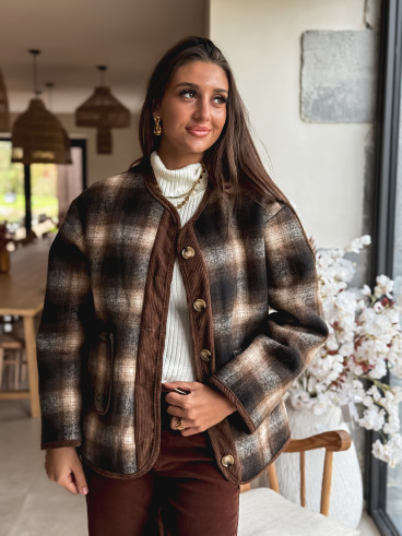 Veste à carreaux Evalia - Chocolat Veste à carreaux Evalia - Chocolat
