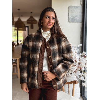 Veste à carreaux Evalia - Chocolat