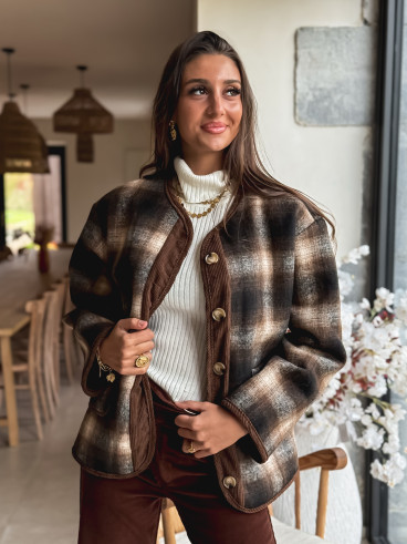Veste à carreaux Evalia - Chocolat Veste à carreaux Evalia - Chocolat