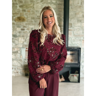 Blouse à sequins Auraline - Bordeaux