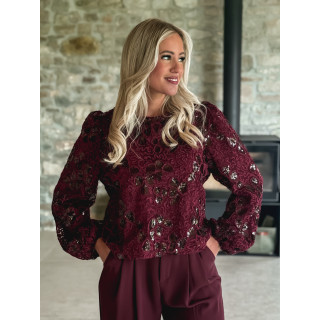 Blouse à sequins Auraline - Bordeaux