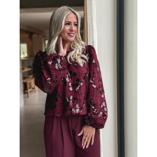 Blouse à sequins Auraline - Bordeaux