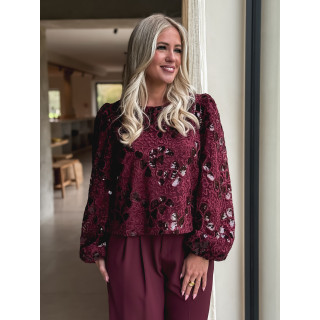 Blouse à sequins Auraline - Bordeaux