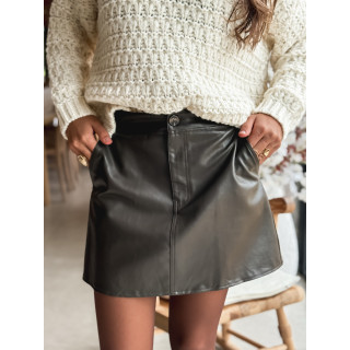 Jupe courte en simili Josephina - Chocolat