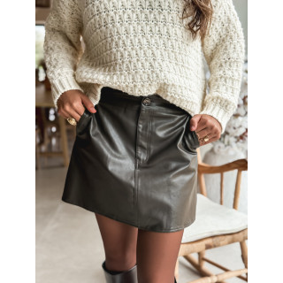 Jupe courte en simili Josephina - Chocolat