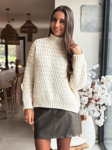 Jupe courte en simili Josephina - Chocolat Jupe courte en simili Josephina - Chocolat