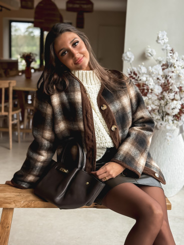 Veste à carreaux Evalia - Chocolat Veste à carreaux Evalia - Chocolat