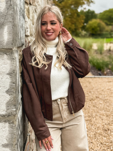 Veste en suédine Eirlys - Chocolat Veste en suédine Eirlys - Chocolat