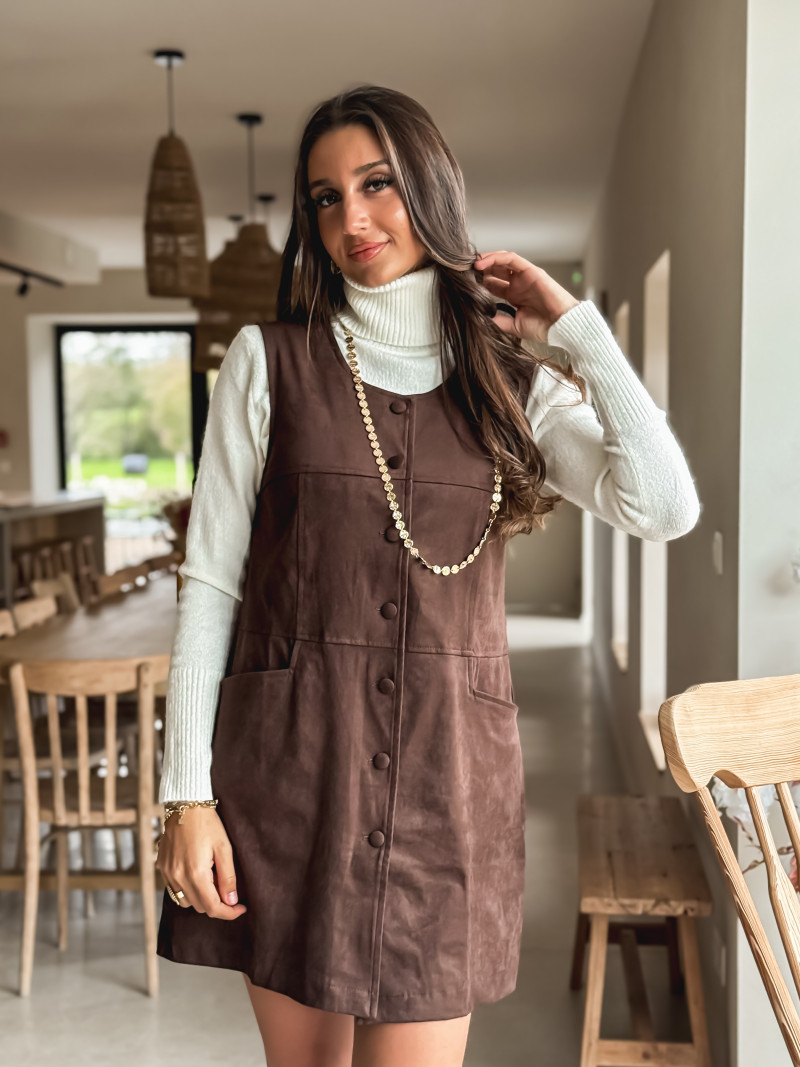 Robe courte en suédine Eneline - Chocolat Robe courte en suédine Eneline - Chocolat
