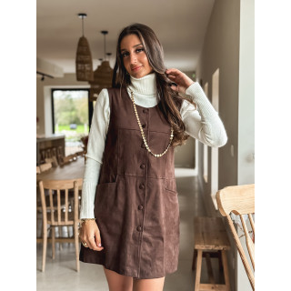 Robe courte en suédine Eneline - Chocolat