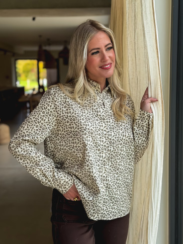 Chemise léopard Amorina - Crème