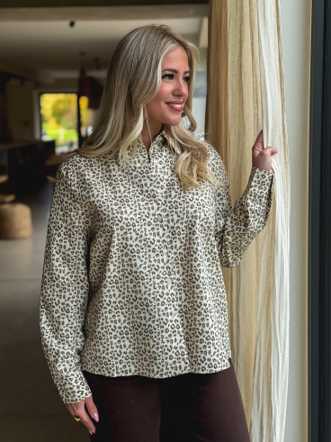 Chemise léopard Amorina - Crème