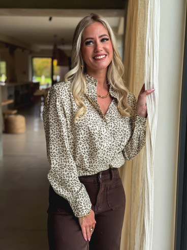 Chemise léopard Amorina - Crème