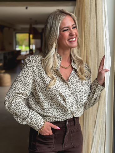 Chemise léopard Amorina - Crème