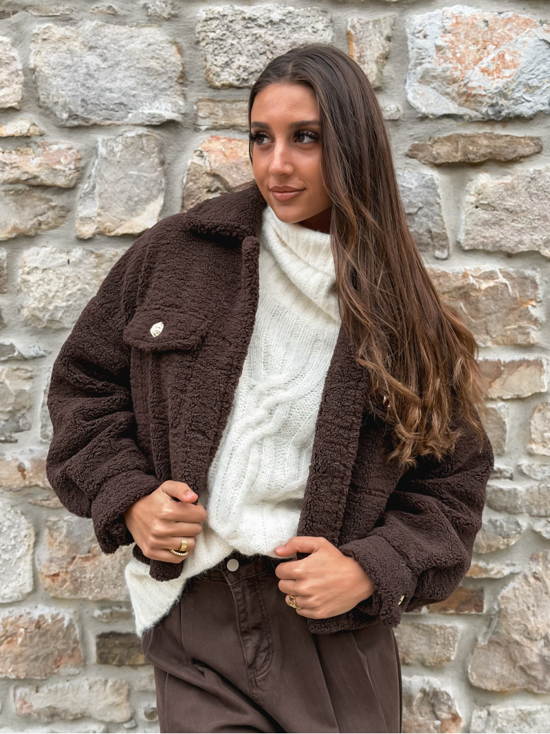 Veste en teddy Blanca - Chocolat