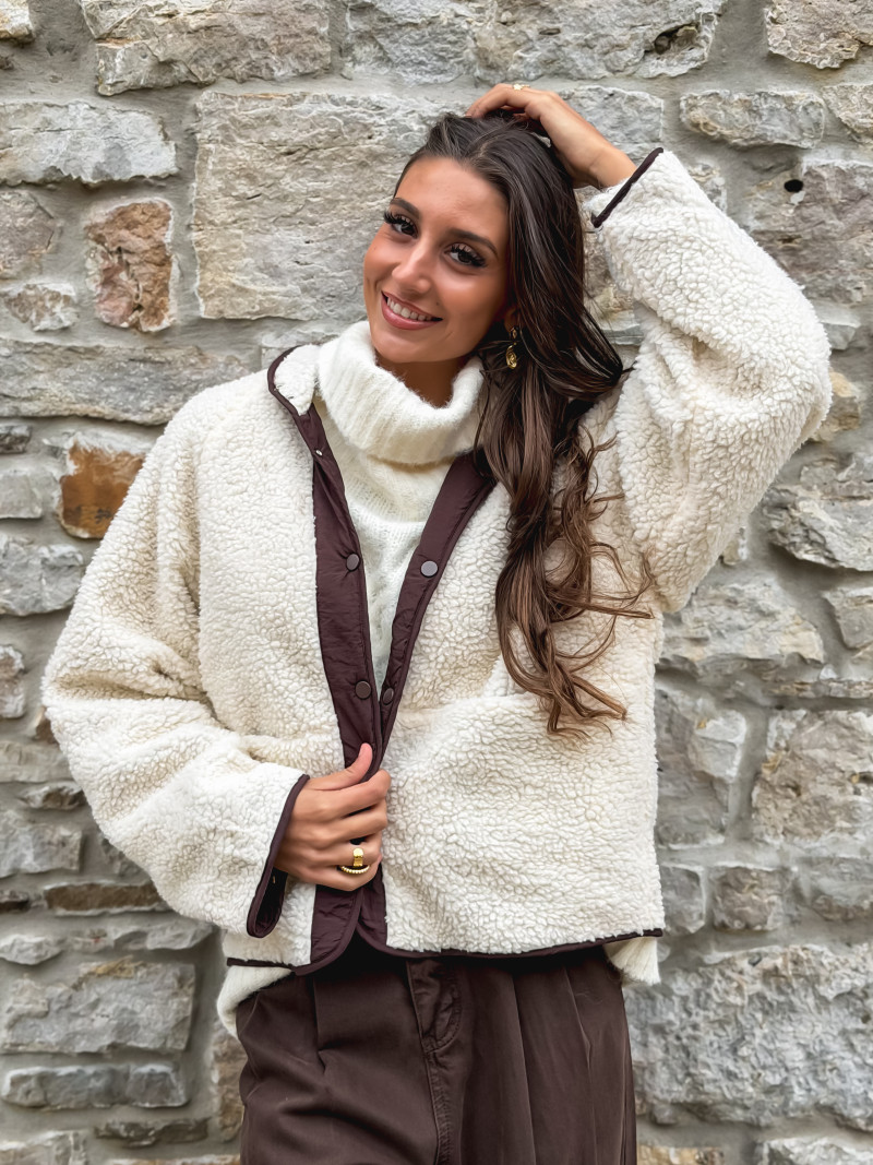 Veste en teddy Celyna - Beige/chocolat Veste en teddy Celyna - Beige/chocolat