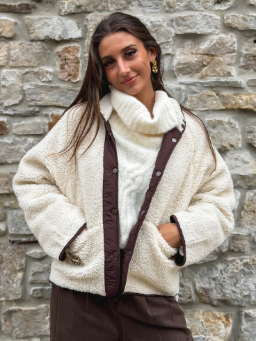 Veste en teddy Celyna - Beige/chocolat Veste en teddy Celyna - Beige/chocolat