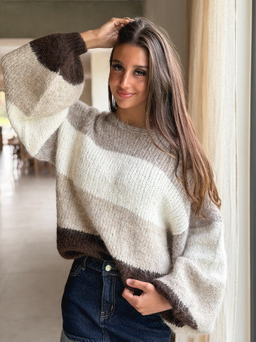 Pull Sorina - Beige/Chocolat