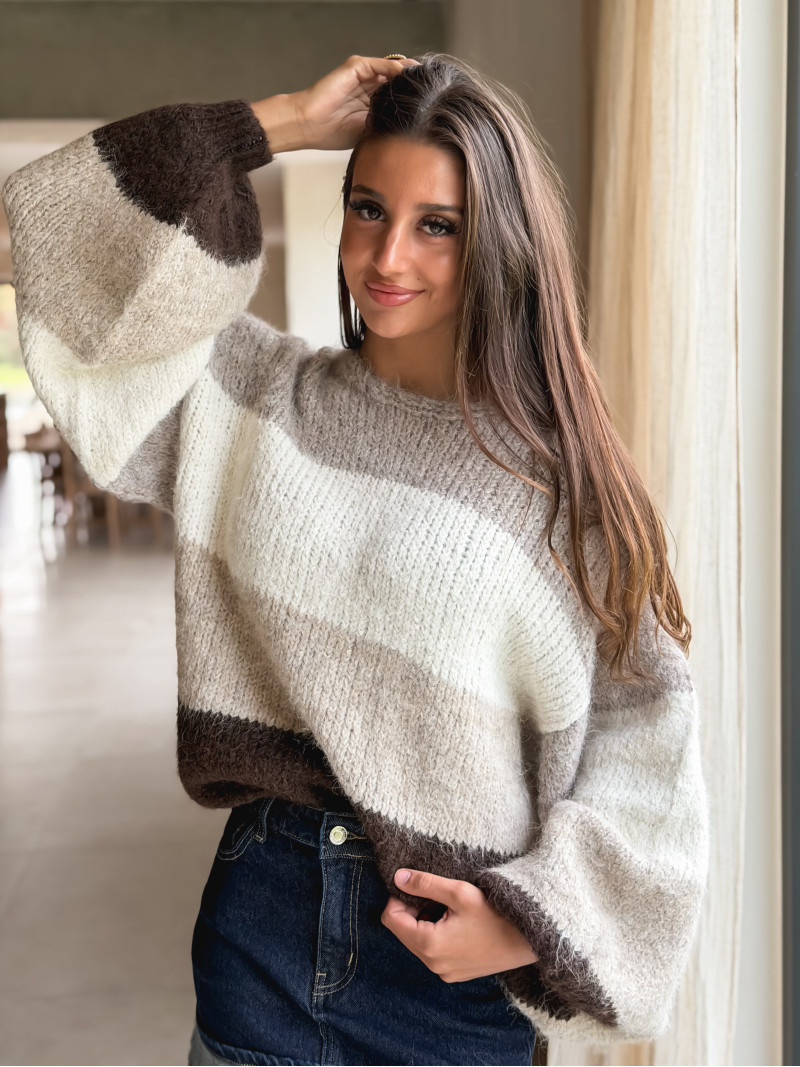 Pull Sorina - Beige/Chocolat Pull Sorina - Beige/Chocolat