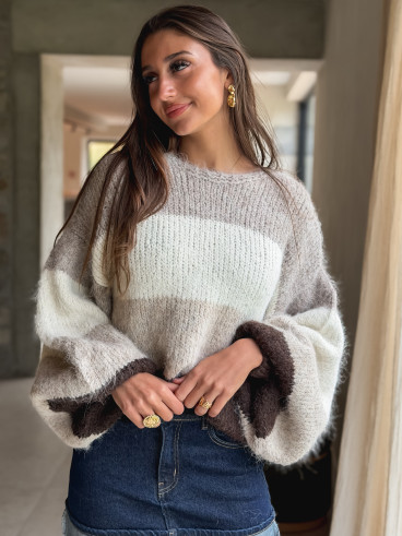 Pull Sorina - Beige/Chocolat Pull Sorina - Beige/Chocolat