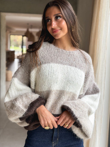 Pull Sorina - Beige/Chocolat Pull Sorina - Beige/Chocolat