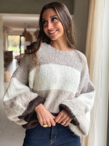 Pull Sorina - Beige/Chocolat Pull Sorina - Beige/Chocolat