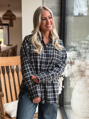 Chemise à carreaux Hollis - Bleu marine