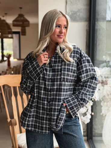 Chemise à carreaux Hollis - Bleu marine