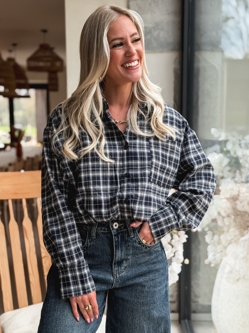 Chemise à carreaux Hollis - Bleu marine