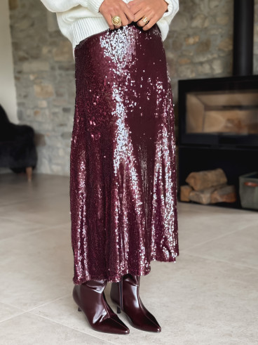 Jupe à sequins Tasha - Bordeaux Jupe à sequins Tasha - Bordeaux