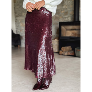 Jupe à sequins Tasha - Bordeaux